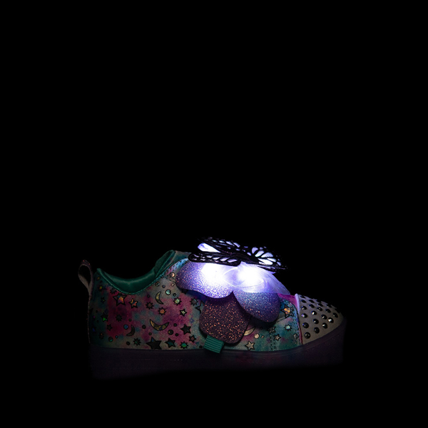 alternate view Skechers Twinkle Toes Shuffle Brights Butterfly Magic Sneaker - Toddler - Bright PurpleALT1