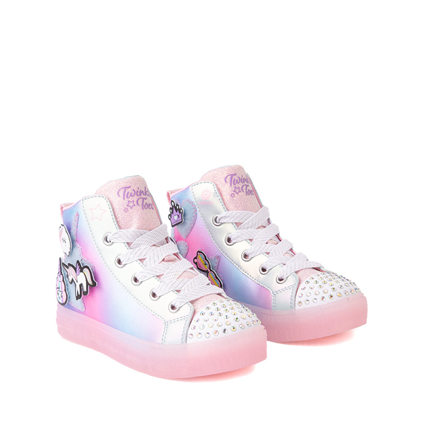 alternate view Skechers Twinkle Toes Shuffle Brights Patch 'N' Play Sneaker - Little Kid - Aqua / MulticolorALT5