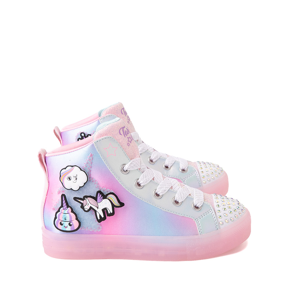 Skechers Twinkle Toes Shuffle Brights Patch 'N' Play Sneaker - Little Kid - Aqua / Multicolor