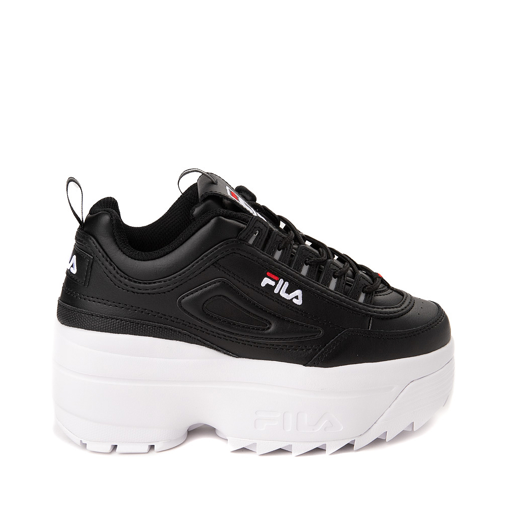 Womens Fila Disruptor Platform Wedge Athletic Shoe - Black / White