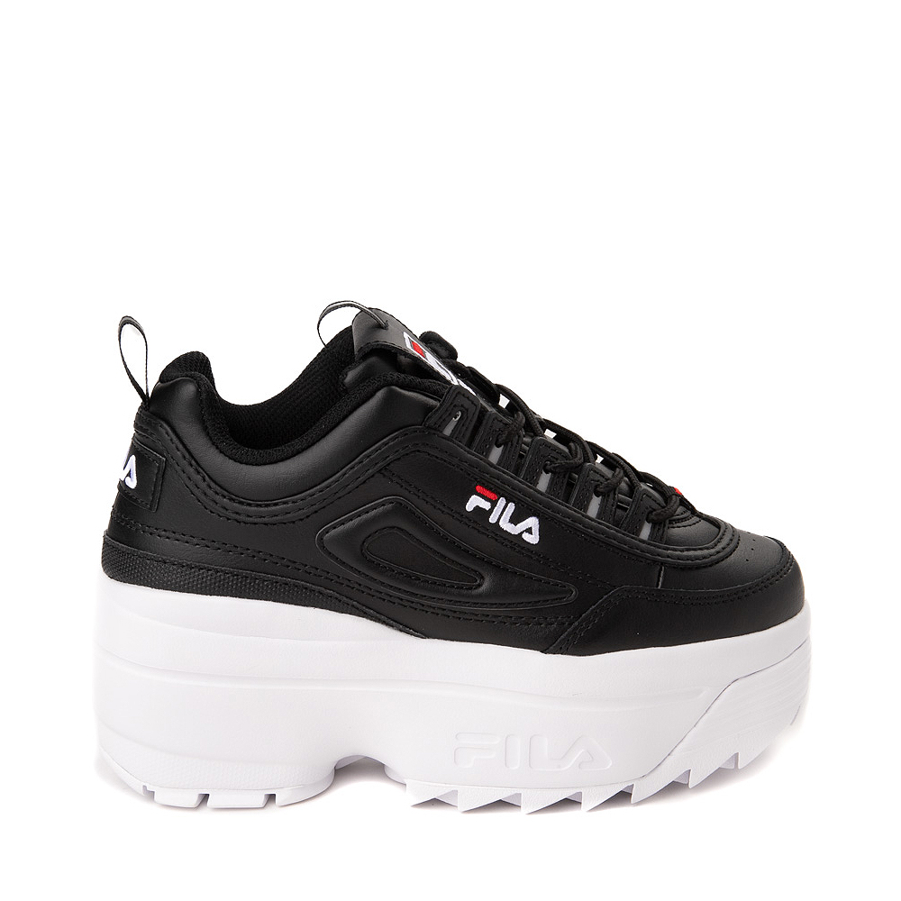 Womens Fila Disruptor Platform Wedge Athletic Shoe Black White