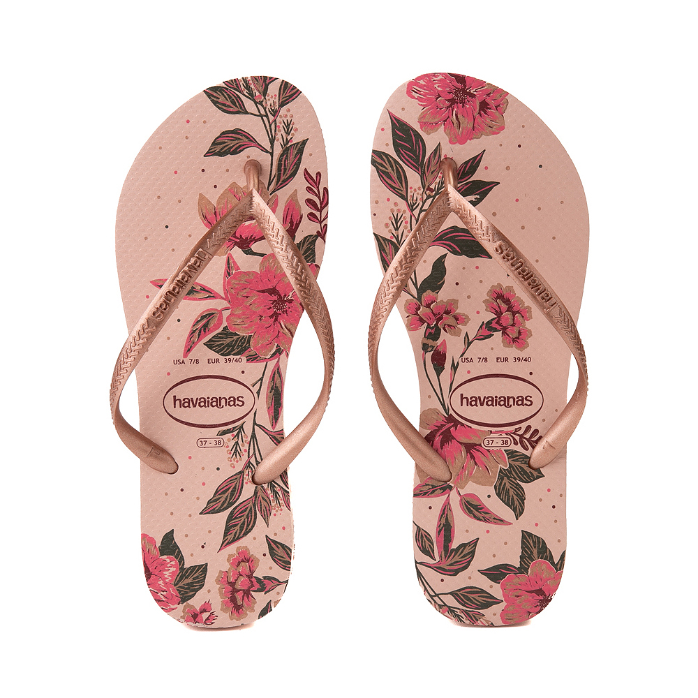 Womens Havaianas Slim Organic Sandal - Ballet Rose / Golden Blush