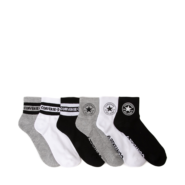 Main view of Mens Converse Quarter Socks 6 Pack - Black / Gray / White