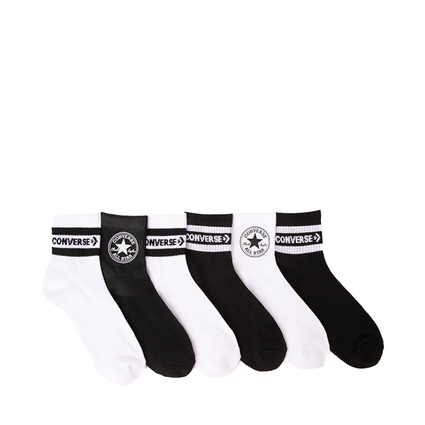 Main view of Womens Converse Quarter Socks 6 Pack - Black / Gray / White