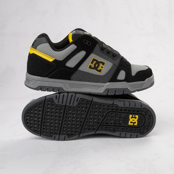 Mens DC Stag Skate Shoe - Gray / Black Yellow