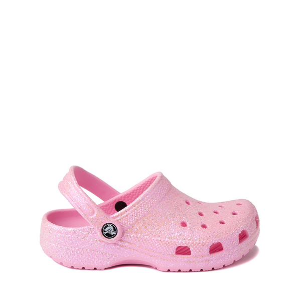 Main view of Crocs Classic Glitter Clog - Little Kid / Big Kid - Flamingo Pink