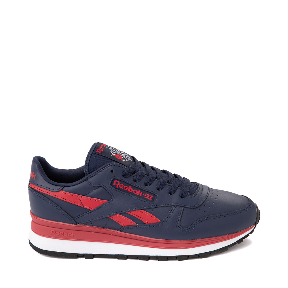 Mens Reebok Classic Leather Clip Athletic Shoe - Navy / Red