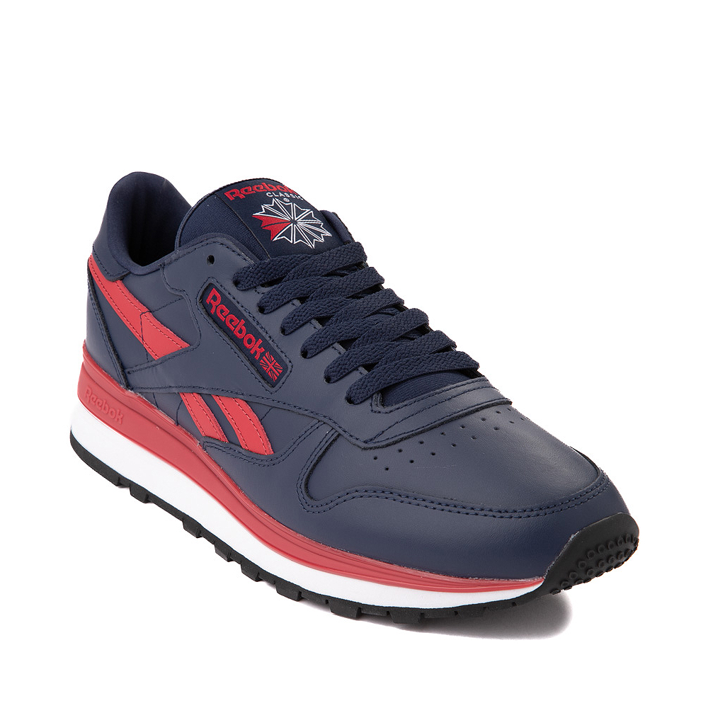 Mens Reebok Classic Leather Clip Athletic Shoe Navy / Red | Journeys