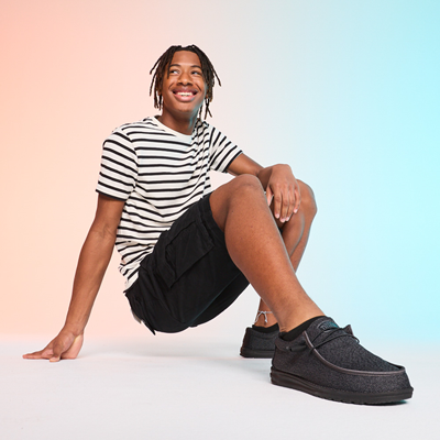 Alternate view of Mens Hey Dude Wally Sox Micro Casual Shoe - Total Black