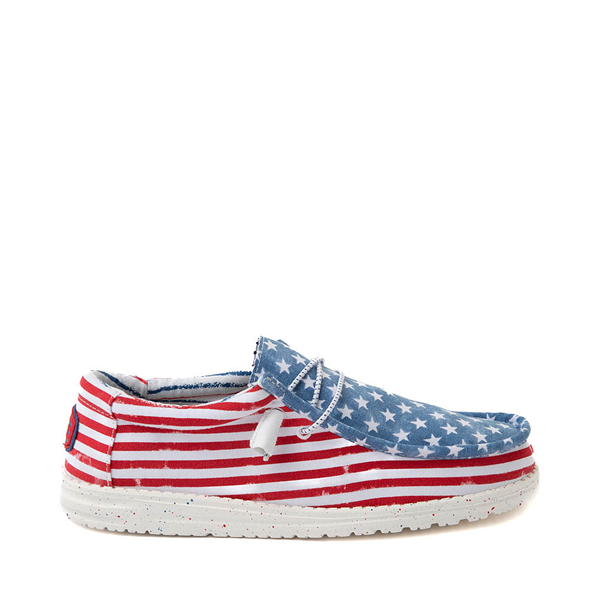 Main view of Mens Hey Dude Wally Casual Shoe - Stars and Stripes