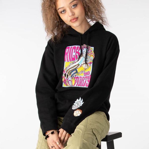 Main view of Womens Rick And Morty Hoodie - Black