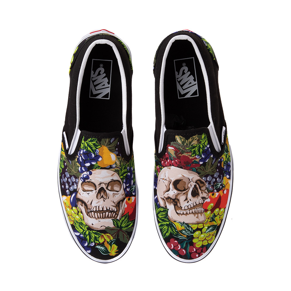 Vans SlipOn Skate Shoe Black / Fruit Skulls Journeys