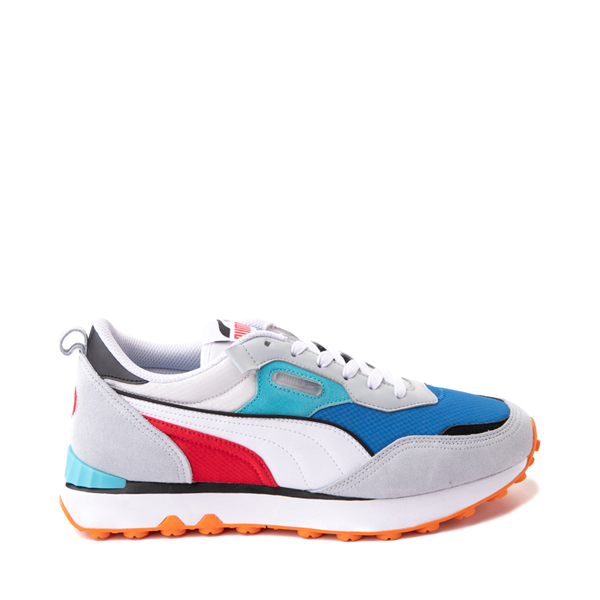 Main view of Mens PUMA Future Rider FV Athletic Shoe - Gray / Royal Blue / Turquoise / Red