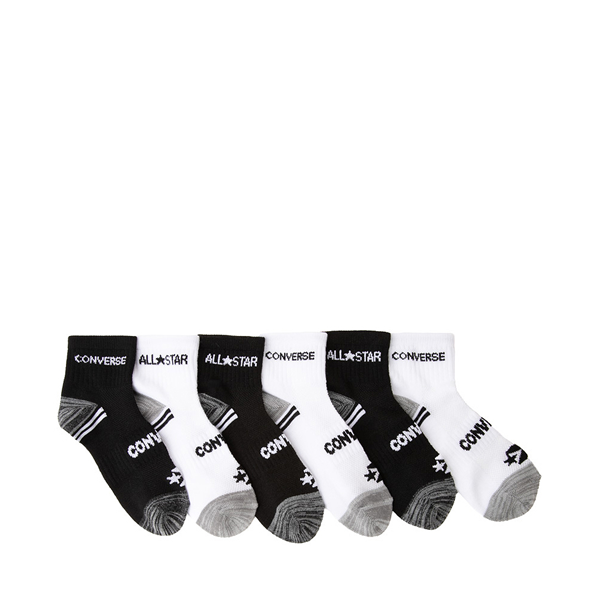 Main view of Converse Quarter Socks 6 Pack - Little Kid - White / Black