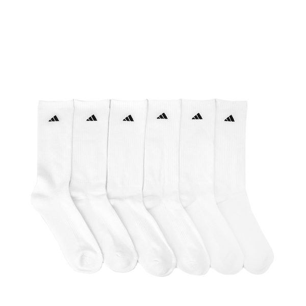 Mens adidas Athletic Cushioned Crew Socks 6 Pack - White