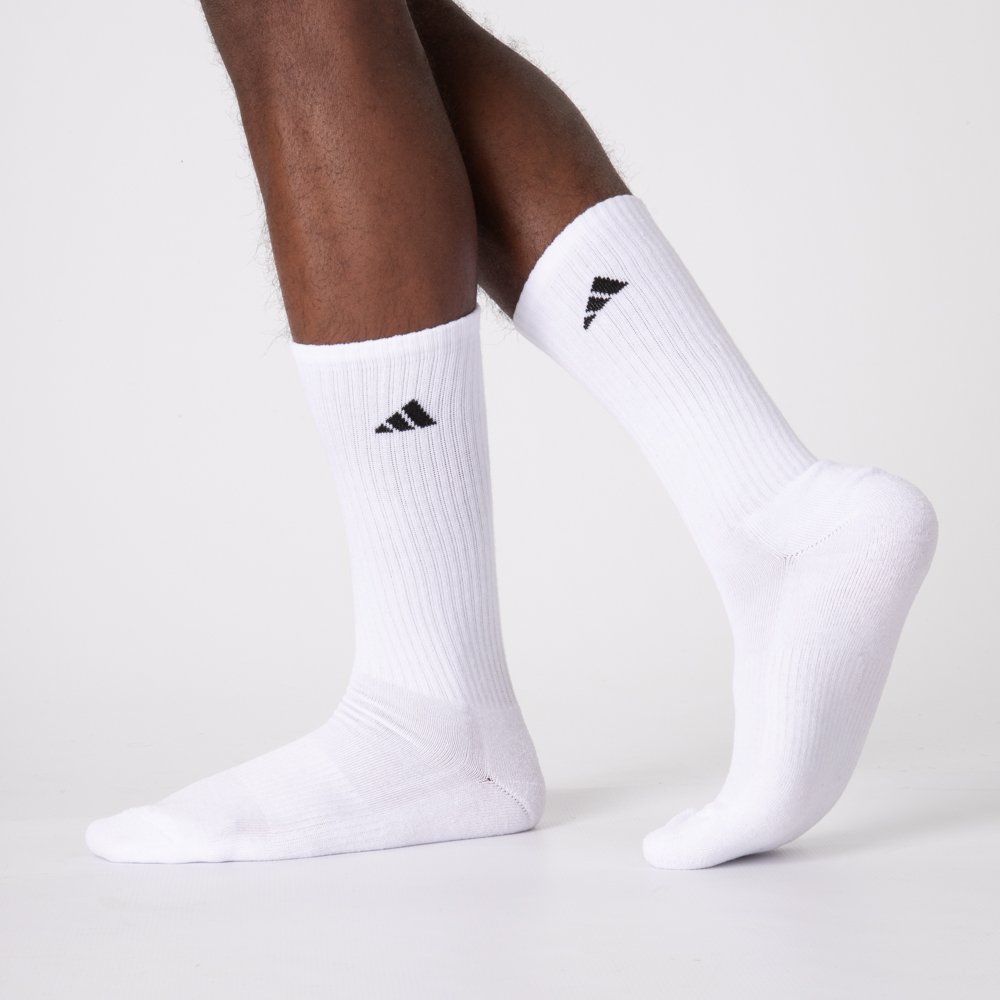 Mens adidas Athletic Cushioned Crew Socks 6 Pack - White