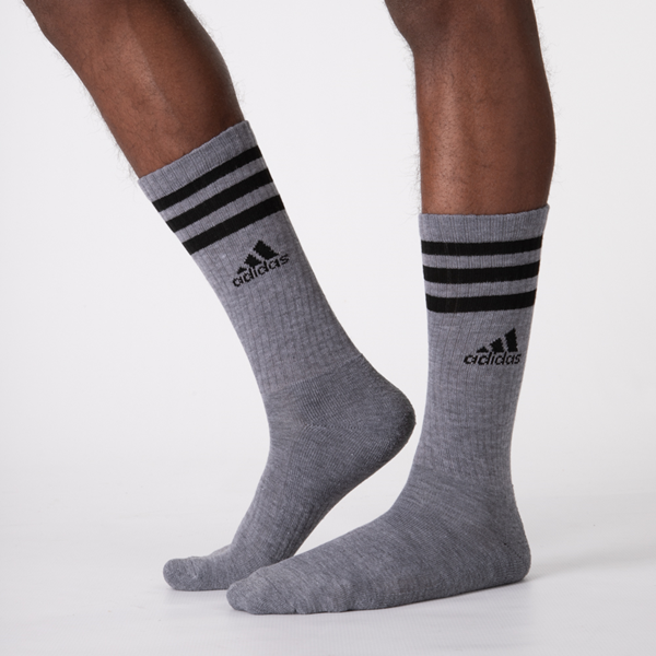 alternate view Mens adidas Athletic Cushioned Crew Socks 6 Pack - White / Black / GreyALT1