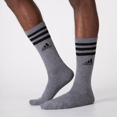 Alternate view of Mens adidas Athletic Cushioned Crew Socks 6 Pack - White / Black / Gray