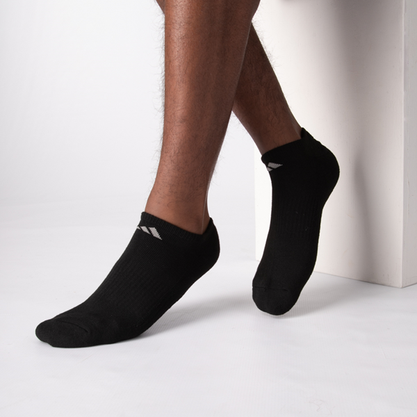 alternate view Mens adidas Athletic Cushioned No Show Socks 6 Pack - BlackALT1