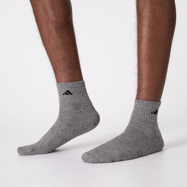 alternate view Mens adidas 3-Stripes Quarter Socks 6 Pack - Black / White / GrayALT1