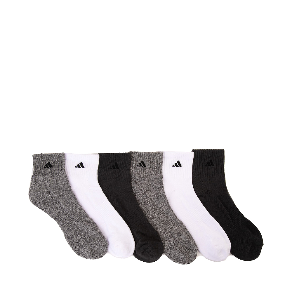 Mens adidas 3-Stripes Quarter Socks 6 Pack - Black / White / Gray