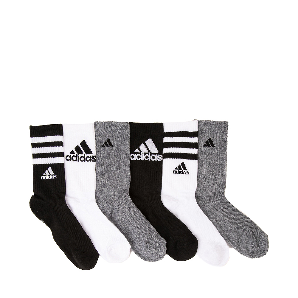 adidas Trefoil Crew Socks 6 Pack - Little Kid - Black / White / Gray
