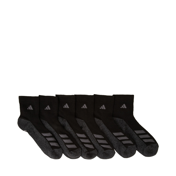 Main view of adidas Quarter Socks 6 Pack - Big Kid - Black / Gray