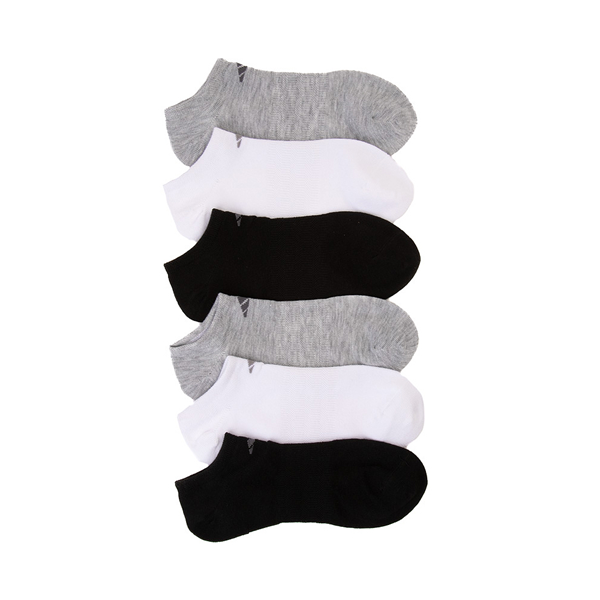 Main view of Womens adidas Superlite No-Show Socks 6 Pack - Black / Gray / White