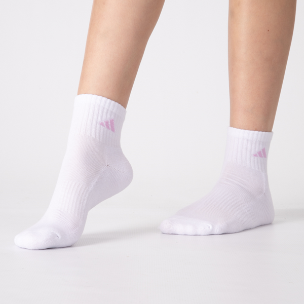 alternate view Womens adidas Quarter Socks 6 Pack - White / MulticolorALT1