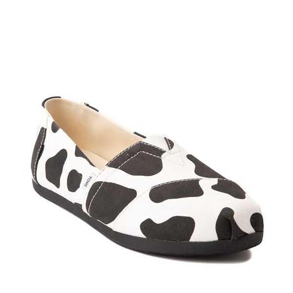 alternate view Womens TOMS Classic Slip On Casual Shoe - Black / White Cow PrintALT5