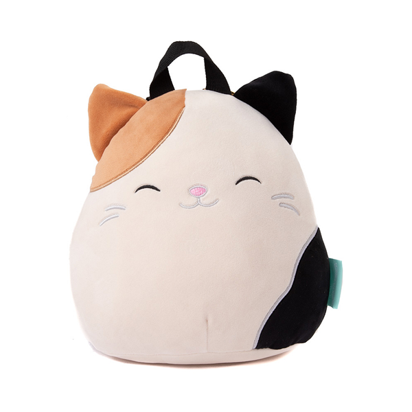 Main view of Squishmallows Cam The Cat Plush Backpack - Black / White / Tan