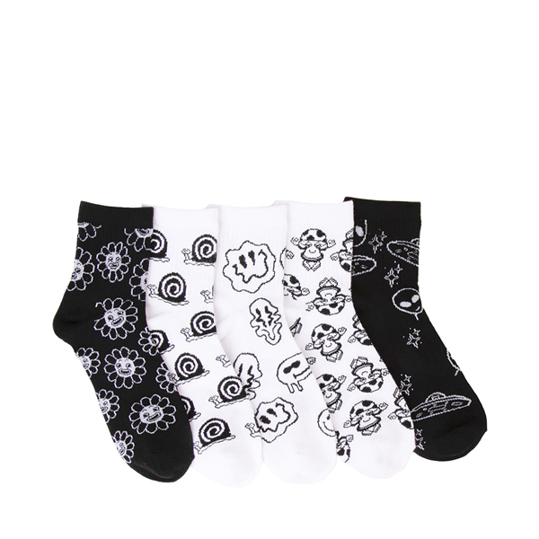 Main view of Mens Icon Quarter Socks 5 Pack - Black / White