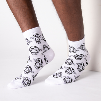 Alternate view of Mens Icon Quarter Socks 5 Pack - Black / White
