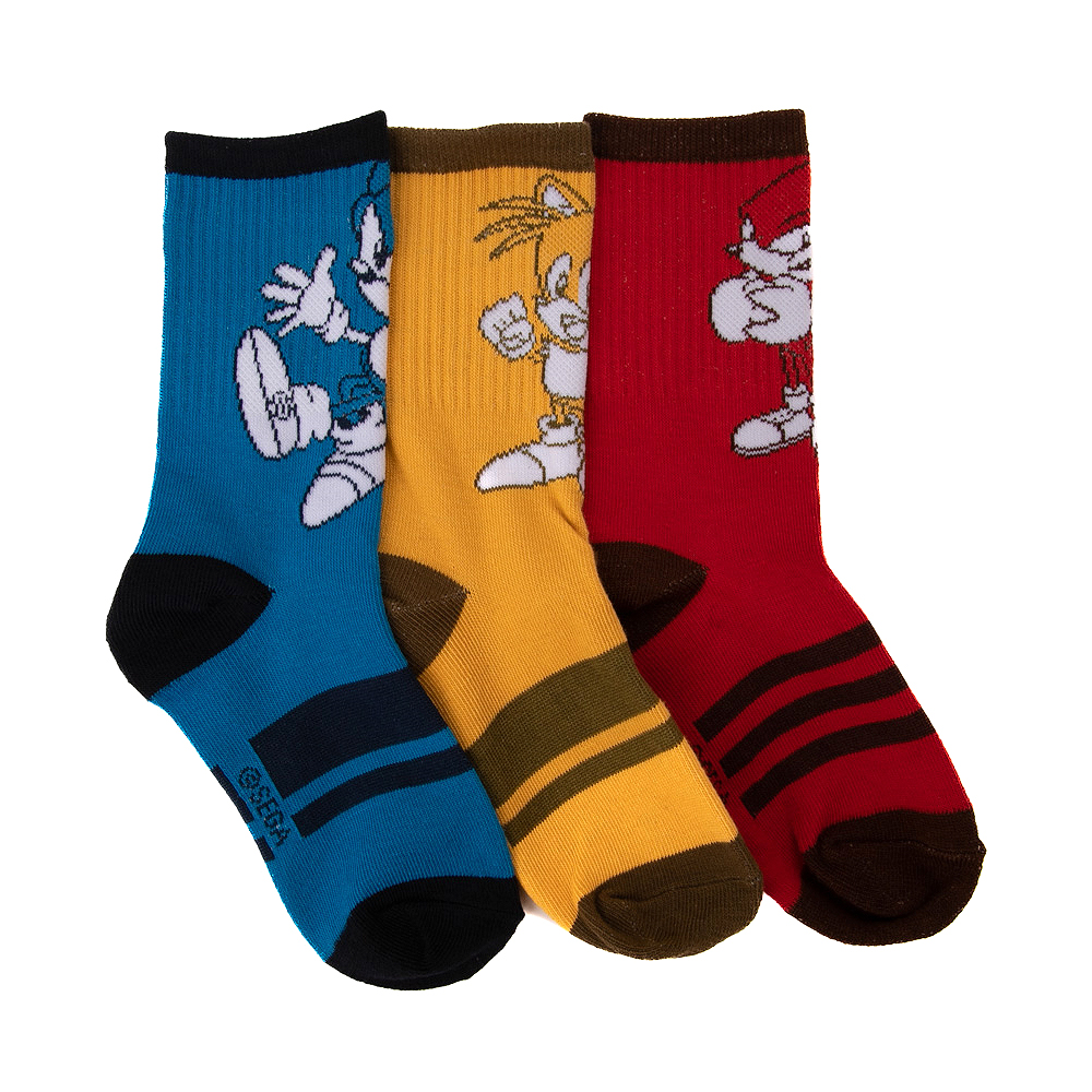 Sonic The Hedgehog&trade; Crew Socks 3 Pack - Little Kid - Blue / Yellow / Red