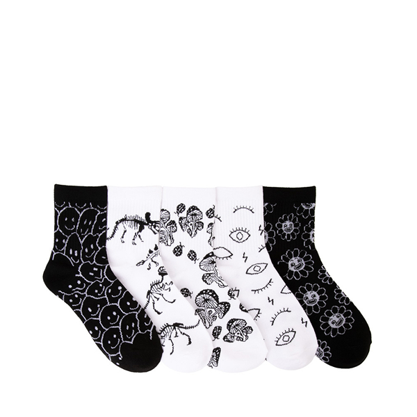 Main view of Mens Icon Ankle Socks 5 Pack - Black / White