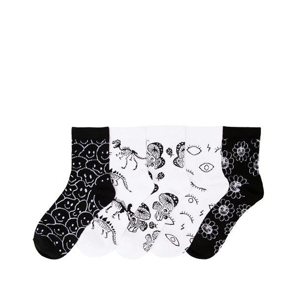 alternate view Mens Icon Ankle Socks 5 Pack - Black / WhiteALT1