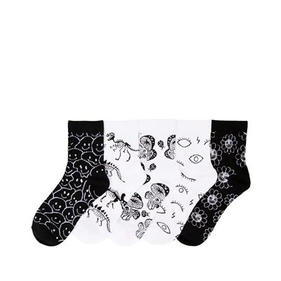 Alternate view of Womens Icon Ankle Socks 5 Pack - Black / White