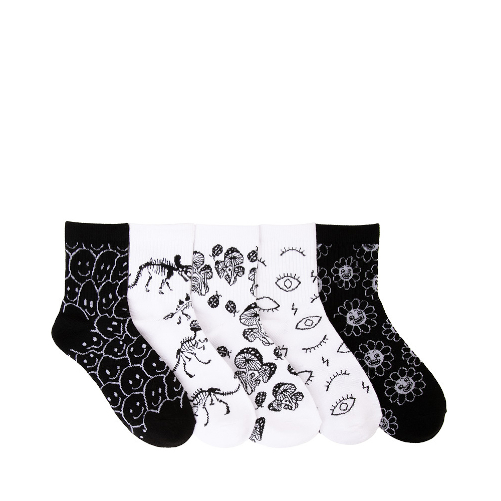 Womens Icon Ankle Socks 5 Pack - Black / White