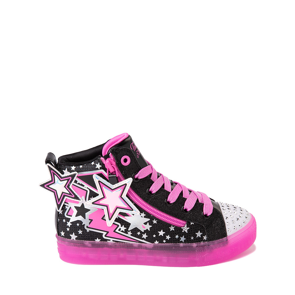 Skechers Twinkle Toes Shuffle Brights Electric Star Sneaker - Little Kid - Black / Pink