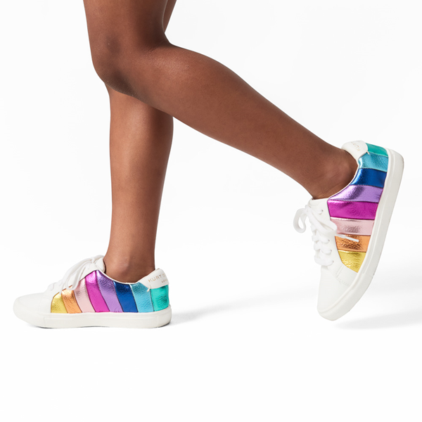 alternate view Kurt Geiger Mini Lane Stripe Sneaker - Little Kid / Big Kid - White / RainbowALT1C