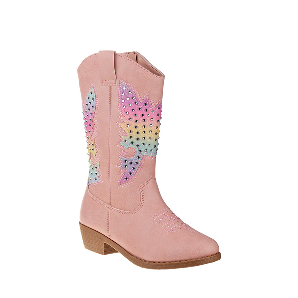 alternate view Kensie Girl Embellished Western Boot - Little Kid / Big Kid - Pastel Pink / RainbowALT5