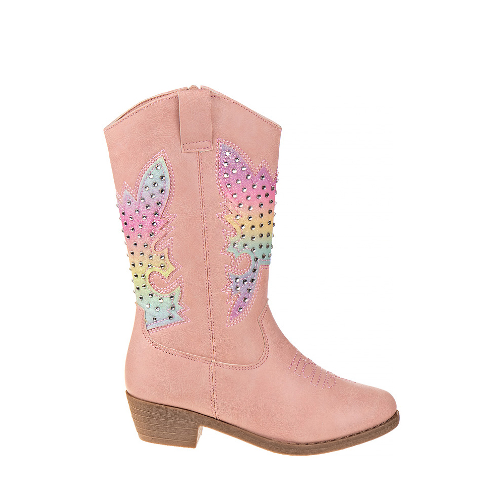 Kensie Girl Embellished Western Boot - Little Kid / Big Kid - Pastel Pink / Rainbow