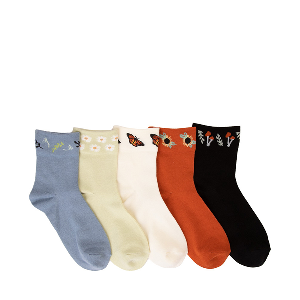 Main view of Womens Wide Welt Ankle Socks 5 Pack - Multicolor