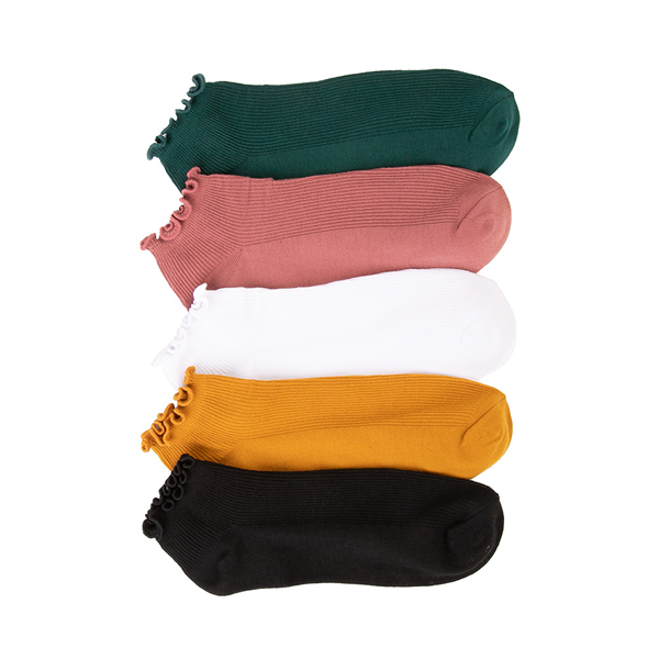 Main view of Womens Curly Ankle Socks 5 Pack - Multicolor