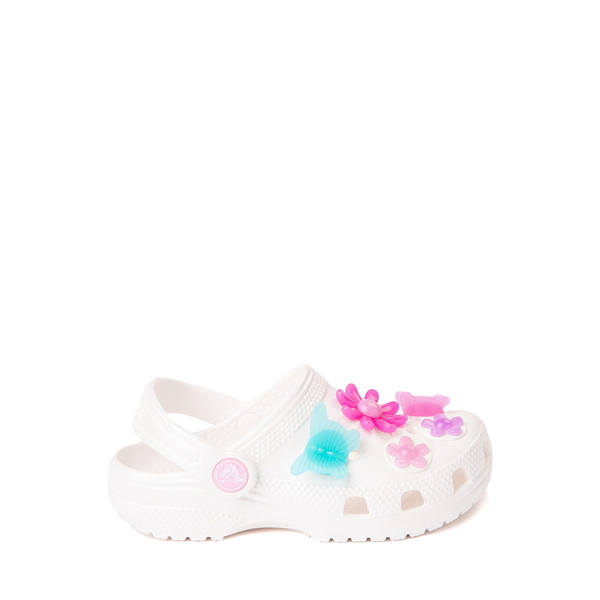 Main view of Crocs Classic Glitzy Flower Clog - Baby / Toddler - White