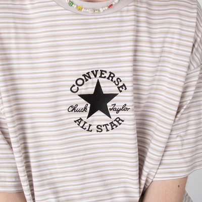 Alternate view of Converse Go-To All Star Patch Tee - Beach Stone Micro Stripe
