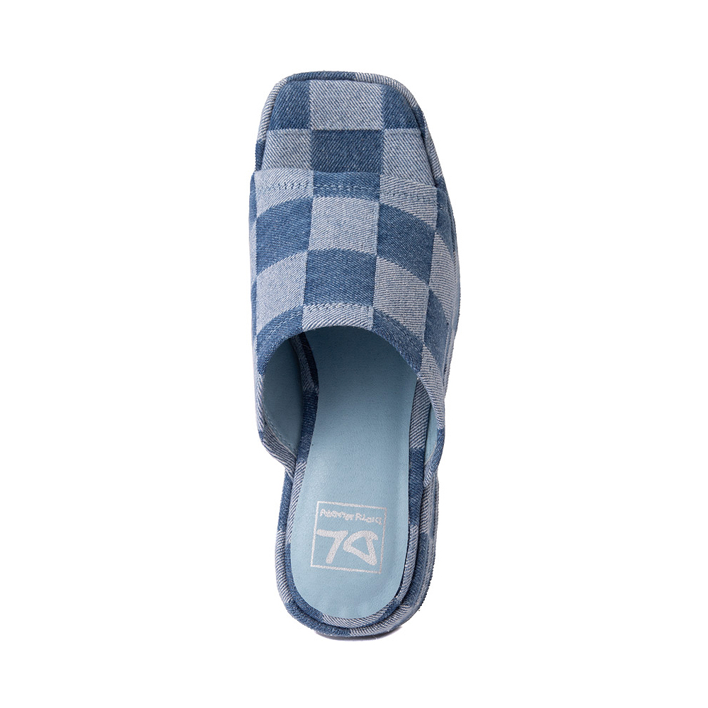 Womens Dirty Laundry Trighton Platform Slide Sandal Denim Patchwork