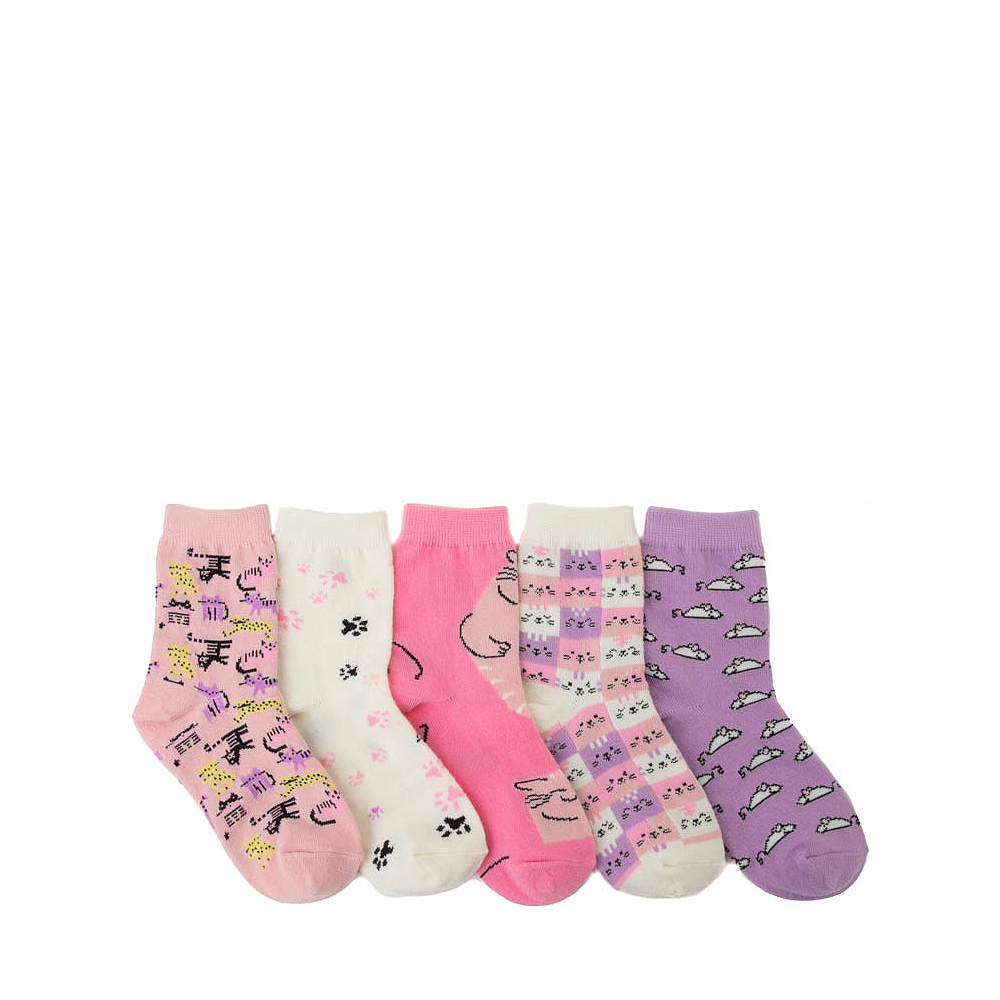 Cute Kitty Demi-Crew Socks 5 Pack - Little Kid - Multicolor