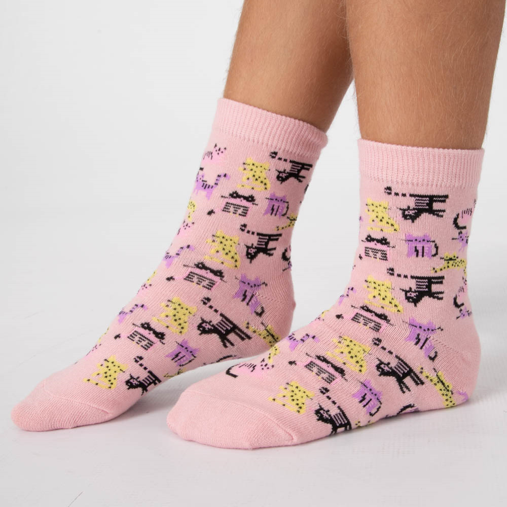 Cute Kitty Demi-Crew Socks 5 Pack - Little Kid - Multicolor