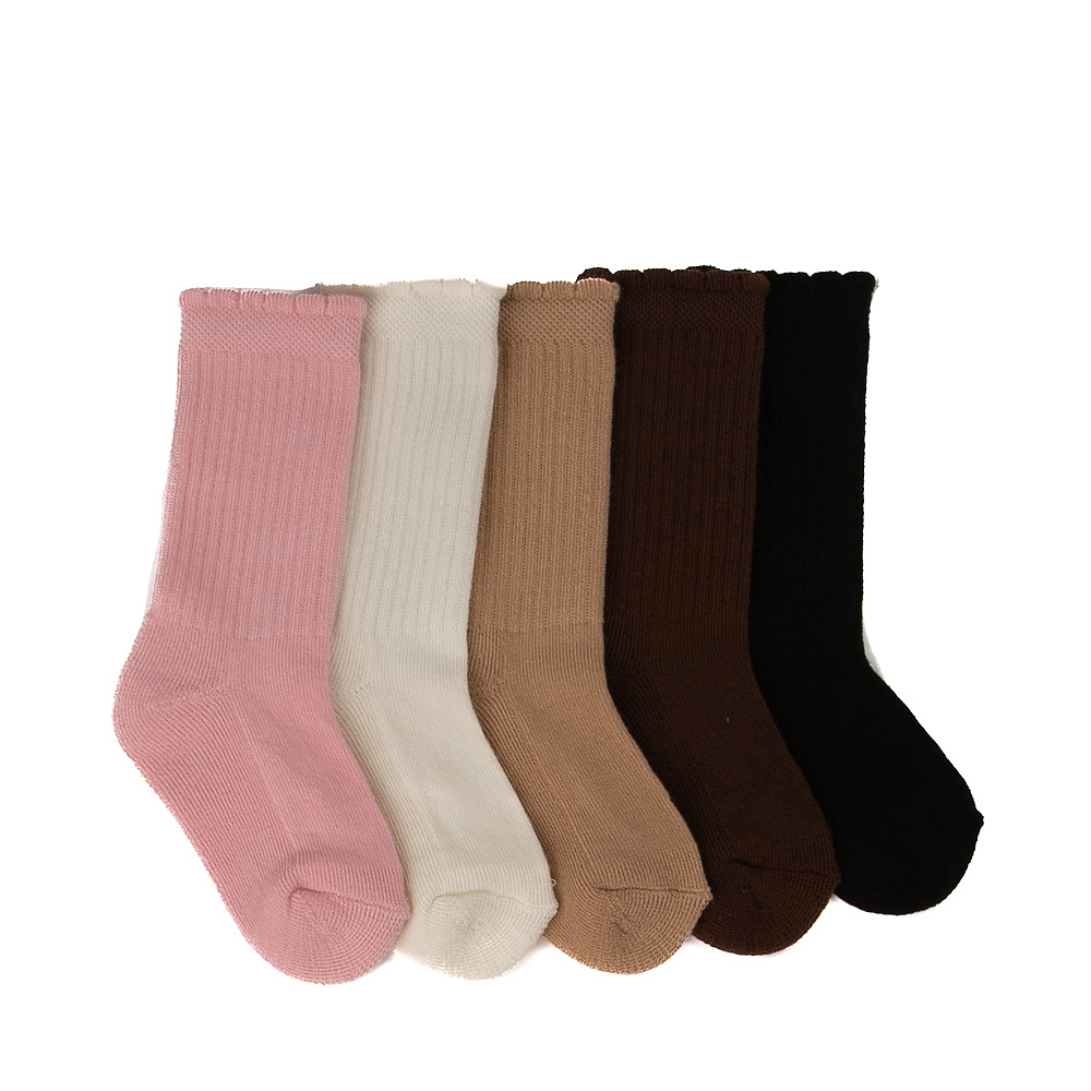 Scallop Crew Socks 5 Pack - Toddler - Neutral